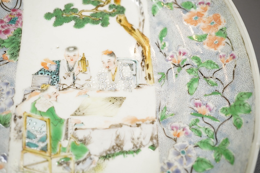 Three Chinese enamelled porcelain plates, mid 19th century